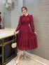 Elegant Jacquard Lace Dress for Women with Sweet Edible Tree Fungus Patchwork
